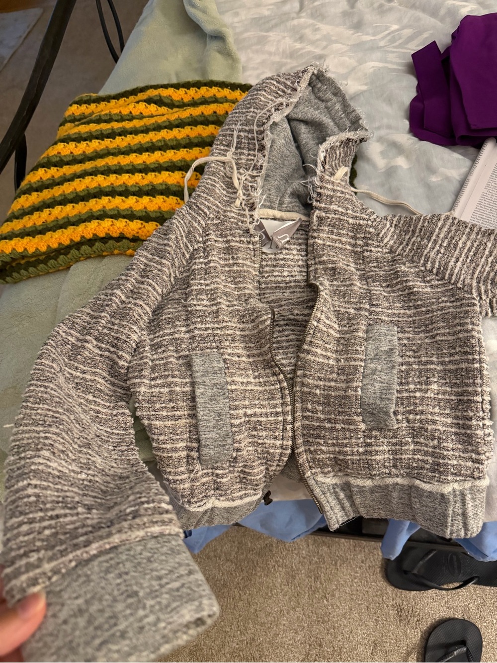 dolan Heather Gray Marled Hooded Zip Sweater